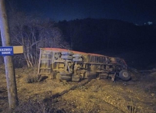 Freni boşalan kamyonun sürücüsü, ormana sürdüğü araçtan atlayarak kurtuldu